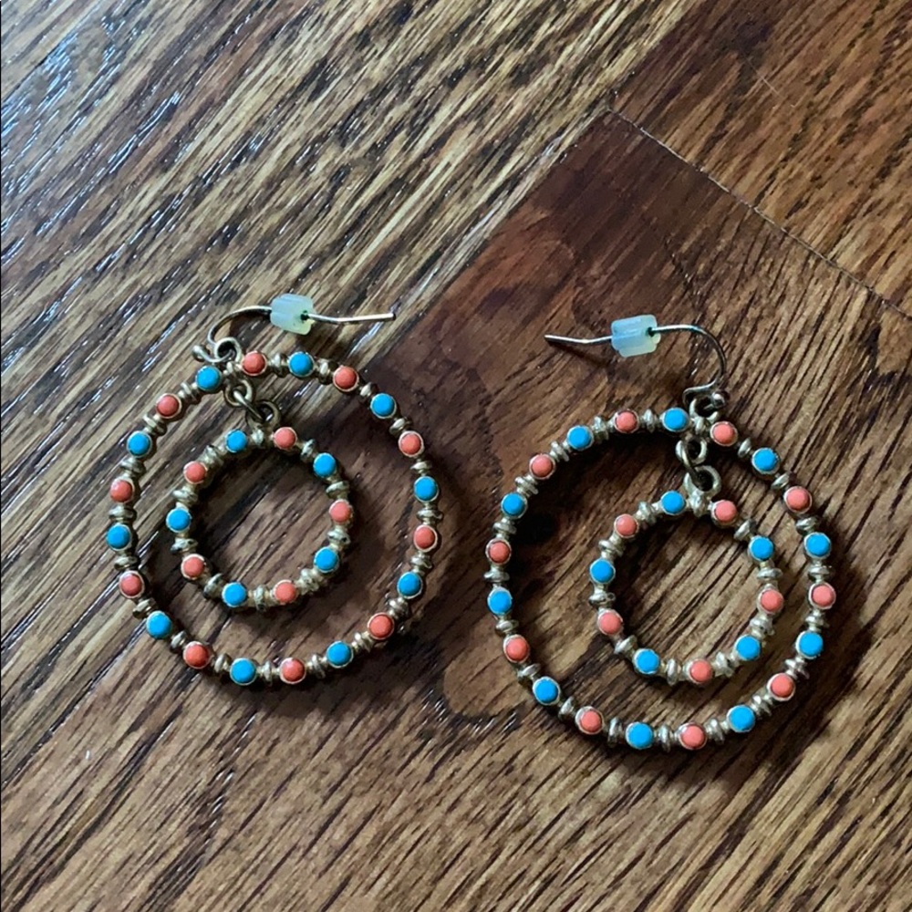 Blue and Orange Earrings